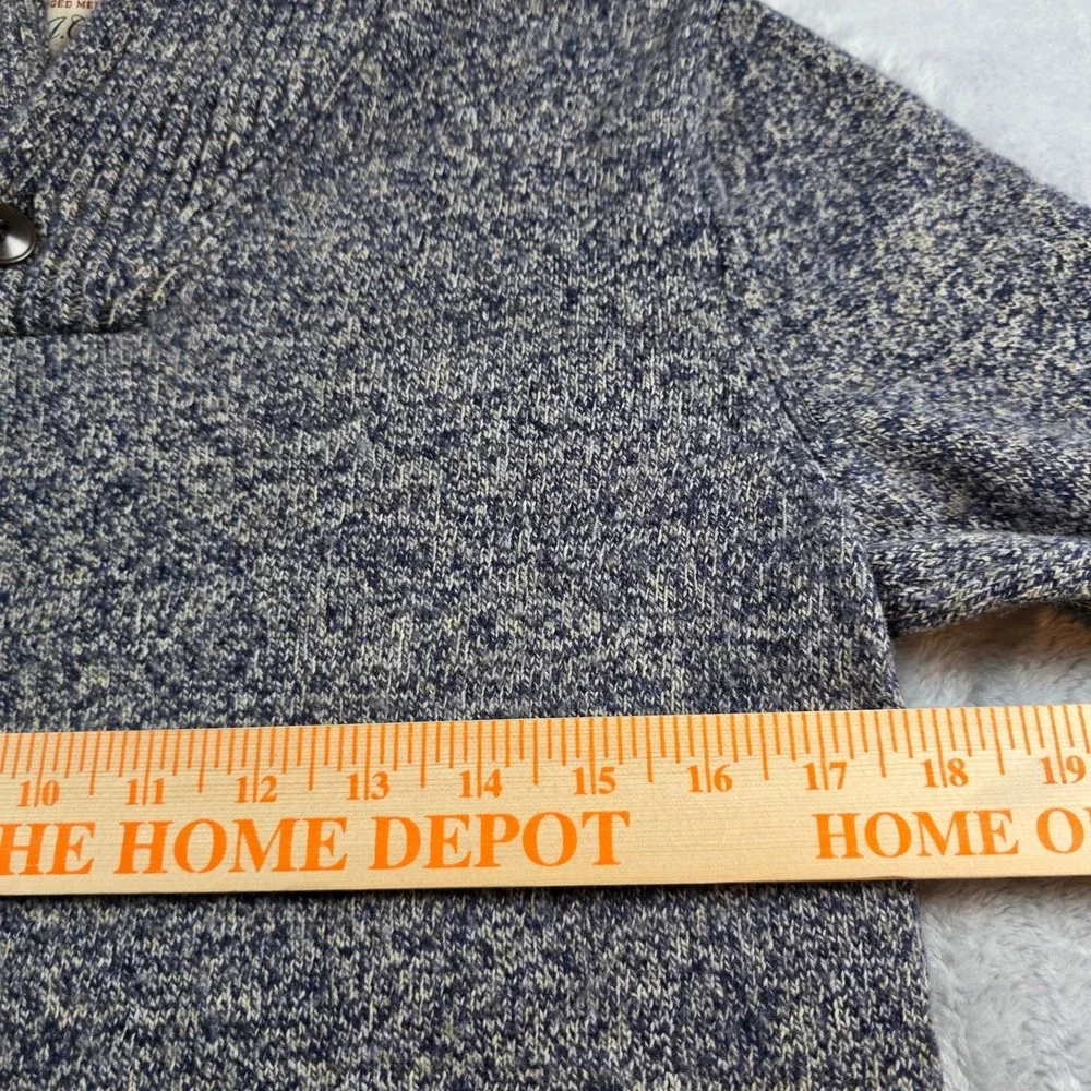 J. Crew Mens Small Blue Rugged Merino Wool‎ Blend Shawl Collar Sweater Marled